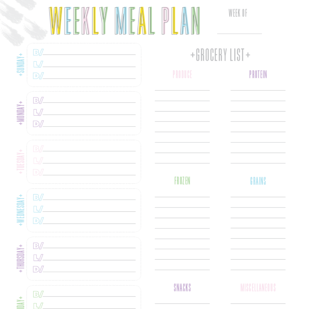 weekly meal planning template